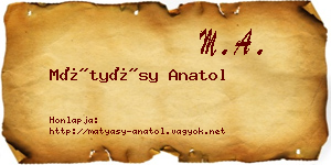 Mátyásy Anatol névjegykártya